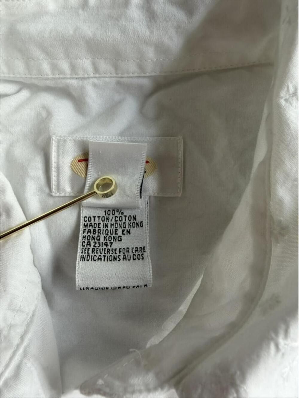 Talbots White 100% Cotton Embroidered Collar Button Front Shirt - Size S - Picture 3 of 4